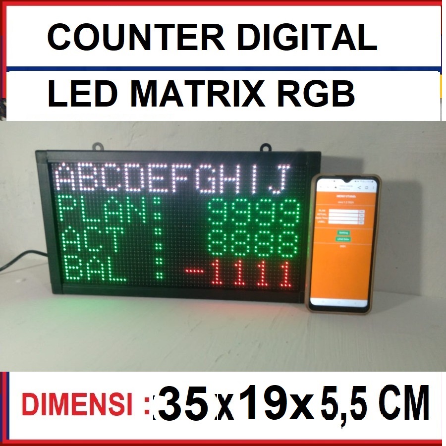 Counter produksi Andon display led matrix rgb